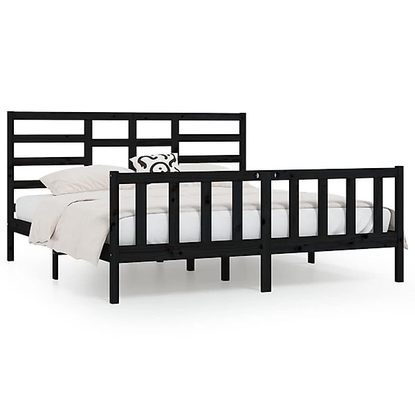 vidaXL Massivholzbett Schwarz Kiefer 200x200 cm1084738 günstig online kaufen