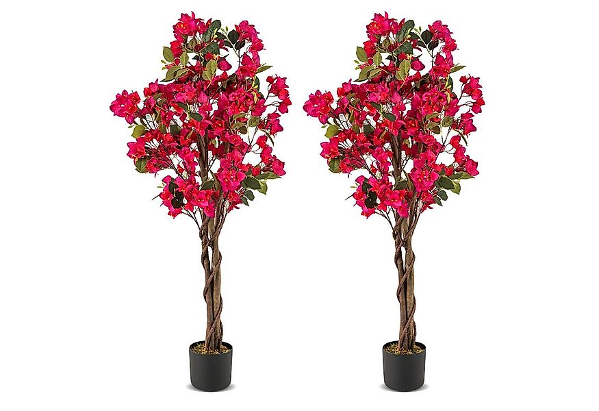 Kunstpflanze, COSTWAY, Höhe 120 cm, Kunstbaum mit Blüten, Künstlicher Bouga günstig online kaufen