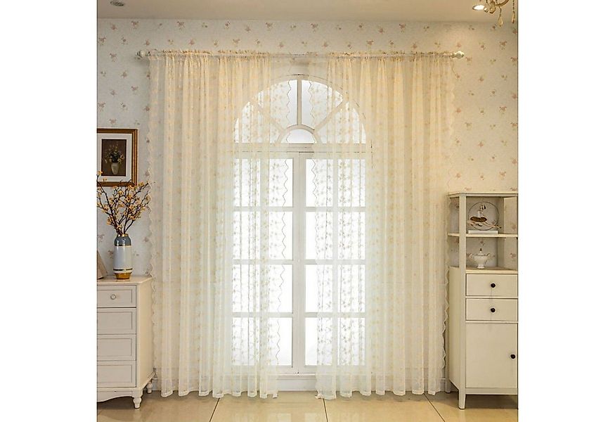 BYSURE Gardine (2 St), Stangendurchzug, transparent, Gänseblümchen Vorhang günstig online kaufen
