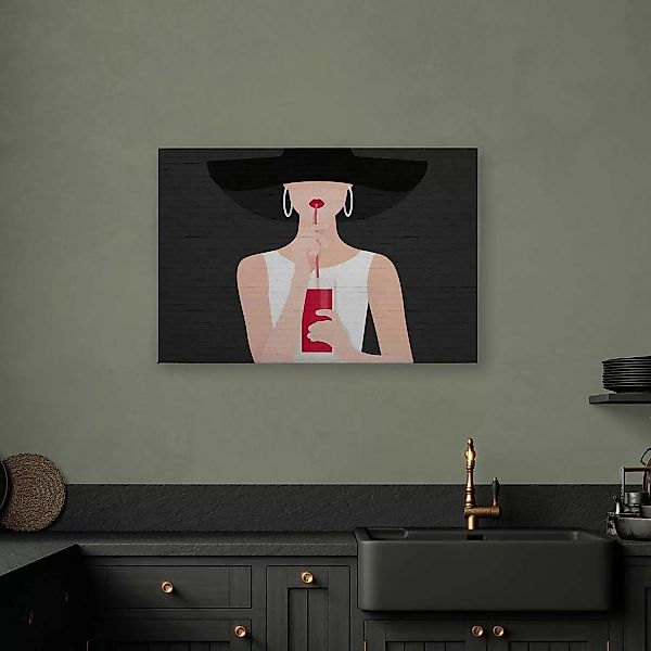 Bricoflor Bild Frau Mit Hut Und Roten Lippen Pop Art Leinwandbild In Steino günstig online kaufen