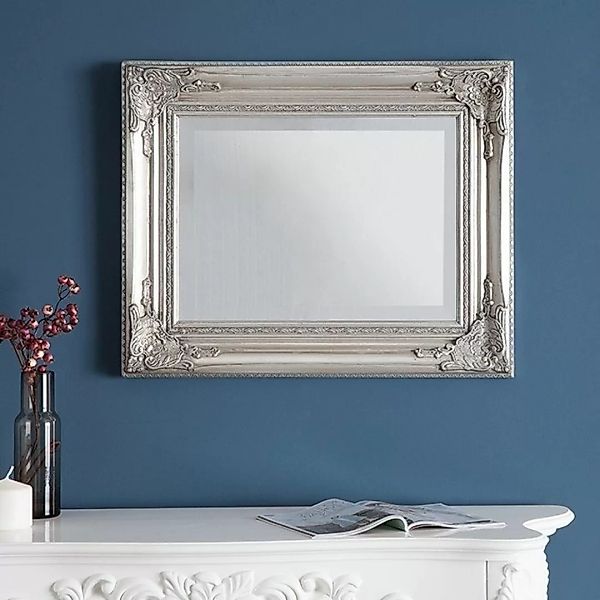 Romantischer Wandspiegel LOUVRE Silber Antik in Barock-Design 55cm x 45cm günstig online kaufen