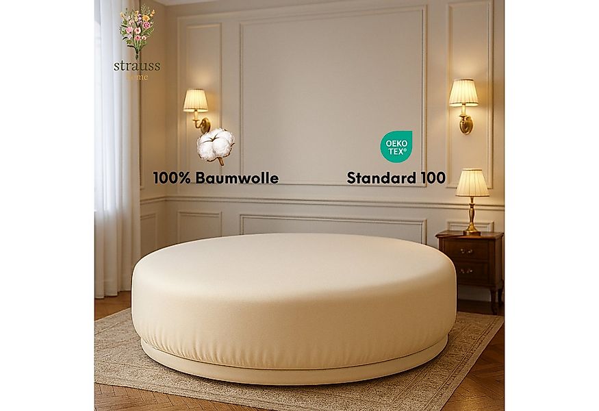 Strauss Home Spannbettlaken Premium RUND 220x220 bis 25cm 100% Baumwolle 15 günstig online kaufen