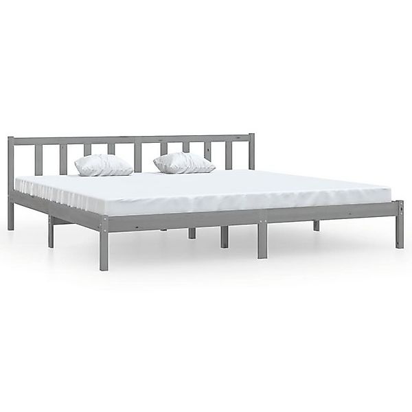 vidaXL Bettgestell, Massivholzbett Grau Kiefer 200x200 cm günstig online kaufen