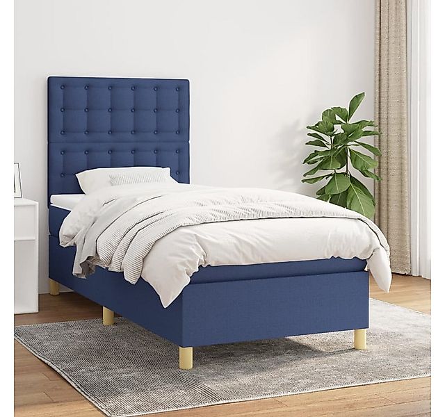 vidaXL Boxspringbett Boxspringbett mit Matratze Hellgrau 90x200 cm Stoff Be günstig online kaufen