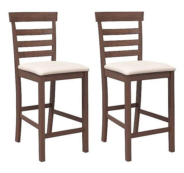 vidaXL Barhocker Barhocker mit Kissen 2 Stk. Braun Massivholz Gummibaum (2 günstig online kaufen