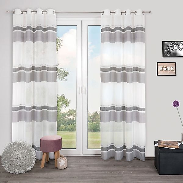 decolife Gardine "Vilmar" Ösen 1 Stk. tlg. mit schmalen und breiten Streife günstig online kaufen