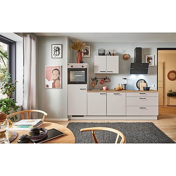 pino Küchenzeile 270 cm Kaschmirgrau Anschlag,inks 1 Geräteschrank günstig online kaufen