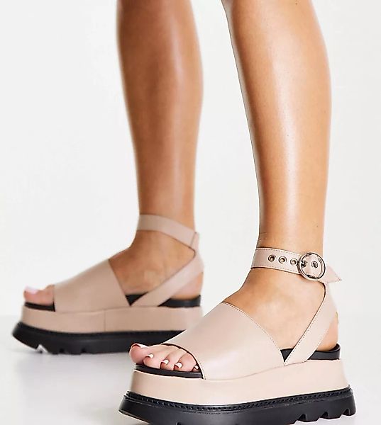 Lamoda – Exklusive Sandalen mit Fußbett und flacher Plateausohle in Creme-W günstig online kaufen