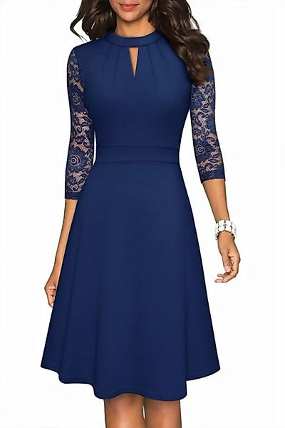 JDMGZSR Abendkleid Kleid mit Stehkragen, hohlem, einfarbigem Rock und weite günstig online kaufen