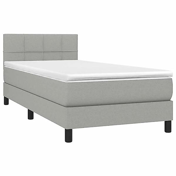 vidaXL Boxspringbett mit Matratze & LED Hellgrau 90x190 cm Stoff 3133117 günstig online kaufen