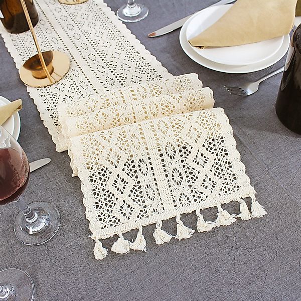 BTTO Tischläufer Boho Baumwollflachs Tischläufer mit günstig online kaufen