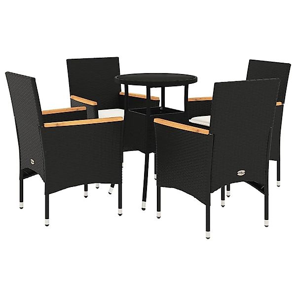 vidaXL 5-Tlg Garten-Essgruppe mit Kissen Schwarz Poly Rattan und Glas 32787 günstig online kaufen