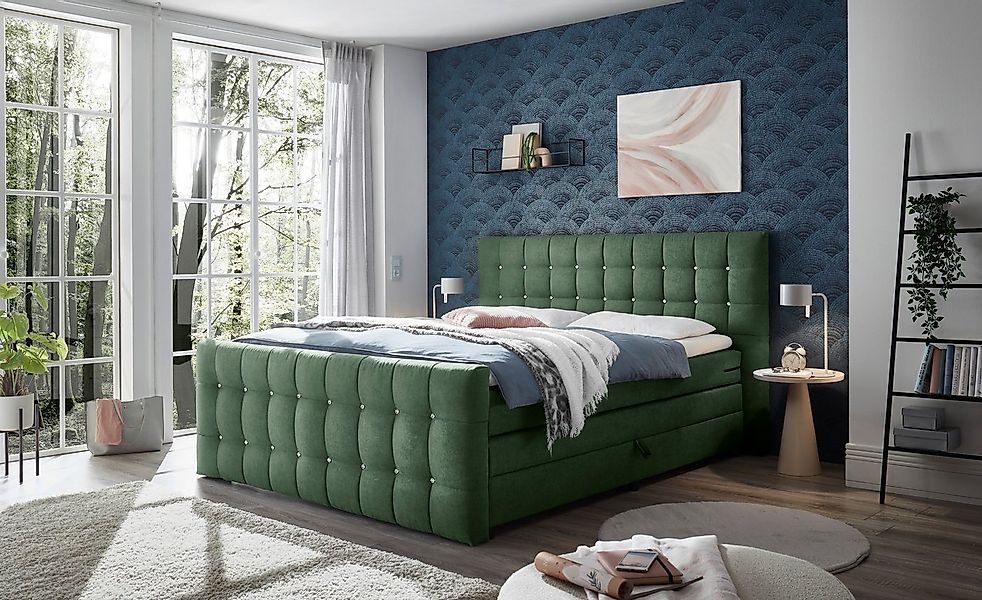 ED EXCITING DESIGN Boxspringbett Loberie, mit Strasssteinen im Kopf- und Fu günstig online kaufen