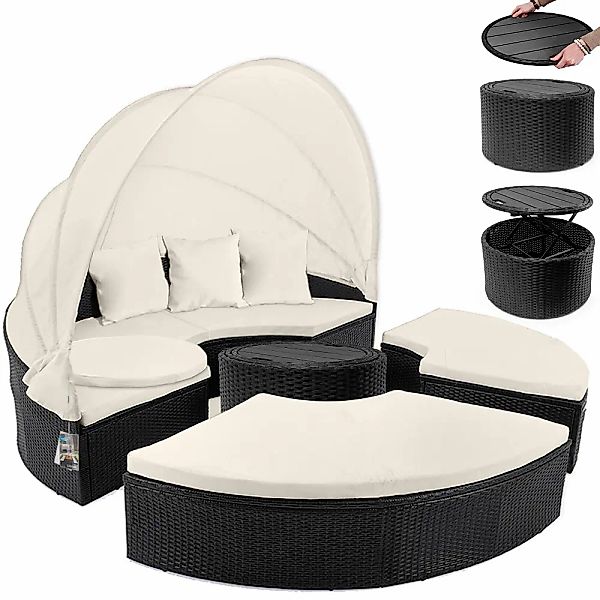 Polyrattan Sonneninsel Schwarz/Creme Ø185cm günstig online kaufen