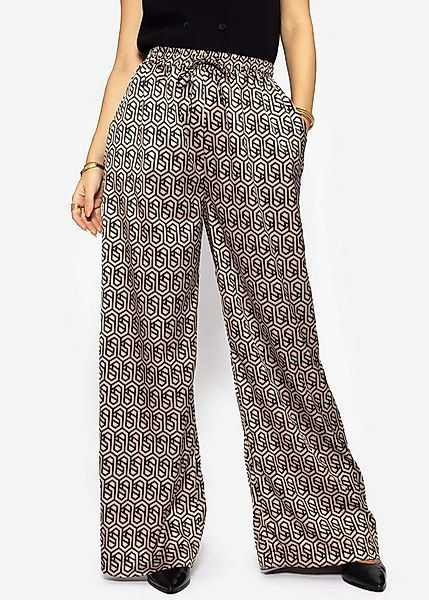 SASSYCLASSY Stoffhose Weite Satinhose Damen Lang mit geometrischem Print Lo günstig online kaufen