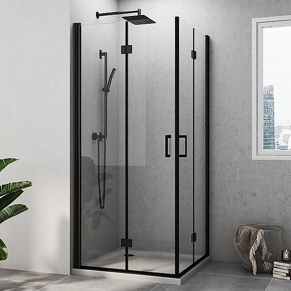 Hopibath Eckdusche faltbar 180º Duschkabine Schwarz günstig online kaufen
