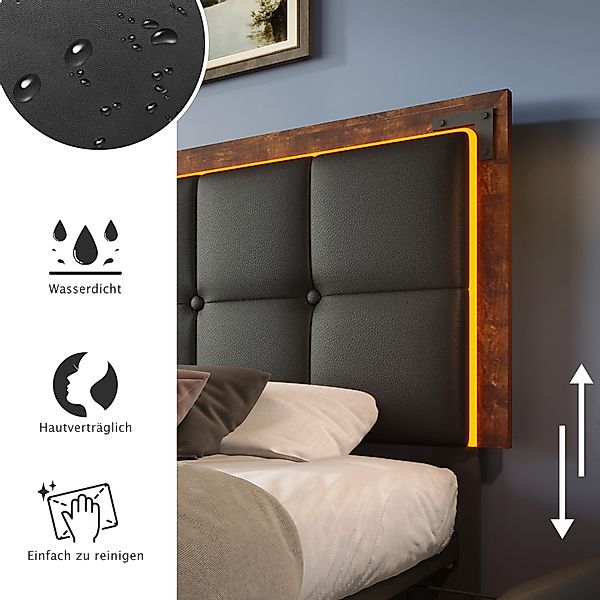 Flieks Polsterbett, LED Einzelbett 90x200cm mit günstig online kaufen