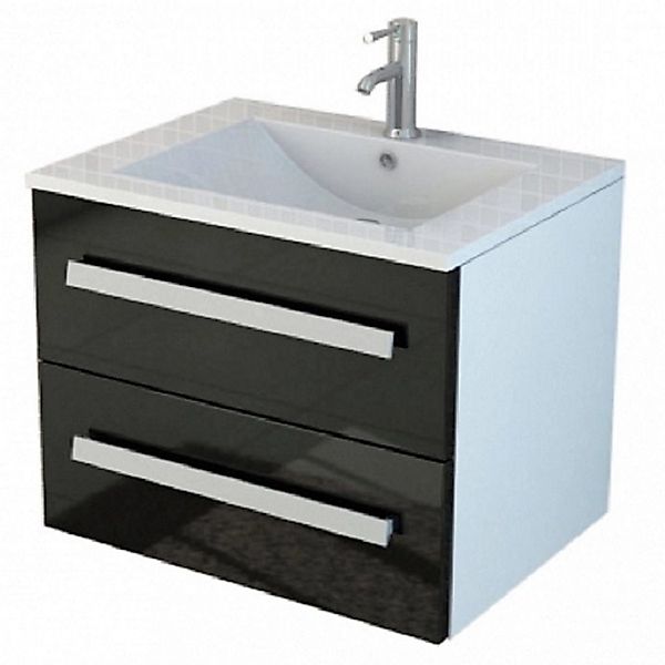 Jet-Line Badmöbel-Set Arosa II 59cm Schwarz Hochglanz Waschbecken und Unter günstig online kaufen
