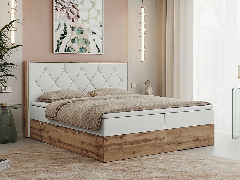 MKS MÖBEL Boxspringbett VENETO (Polsterbett, zwei Bettkästen, Topper T-25, günstig online kaufen