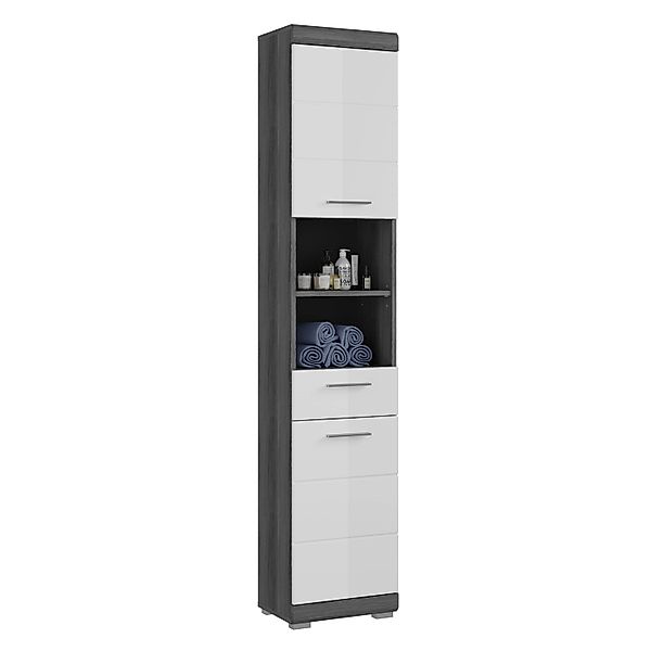 Hochschrank 37 cm x 191 cm x 31 cm Weiß-Rauchsilber günstig online kaufen