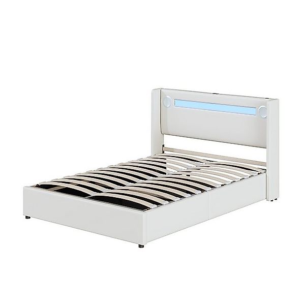 Gotagee Polsterbett Einzelbett Jugendbett Doppelbett PU Leder LED Lichtleis günstig online kaufen