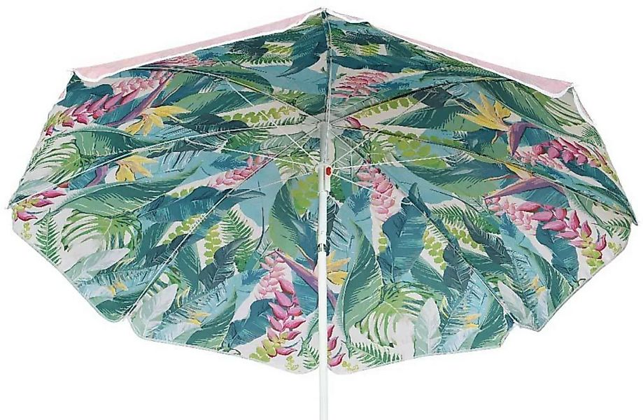 Sonnenschirm Palmenblätter Tropisch Oberseite Rosa Knickbar Erdspieß Ø 160c günstig online kaufen