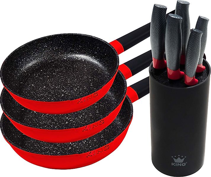 KING Pfannen-Set »Shine Red«, Aluminiumguss, (Set, 3 tlg., je 1 Bratpfanne günstig online kaufen