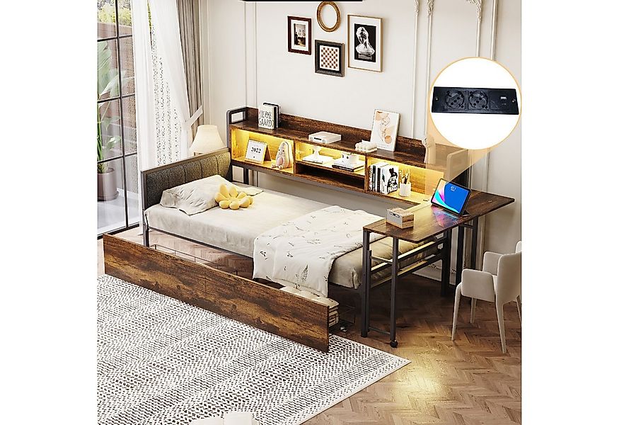 Merax Daybett 90x200cm mit LED-Beleuchtung und Steckdose (Eisen-Sofabett Ei günstig online kaufen