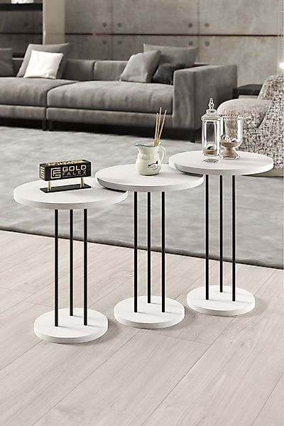 en.casa Couchtisch (3-St), Satztisch-Set, 3-teilig 34 x 34 cm Spanplatte We günstig online kaufen