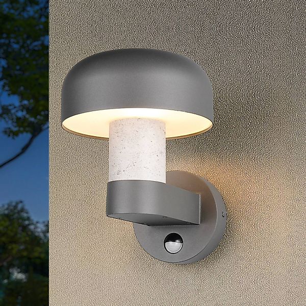 Außenwandleuchte Fraser Sensor grau/Betonoptik, Alu IP54 E27 günstig online kaufen