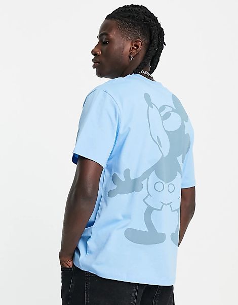 ASOS DESIGN – T-Shirt in Blau mit Mickey-Mouse-Print von Disney günstig online kaufen