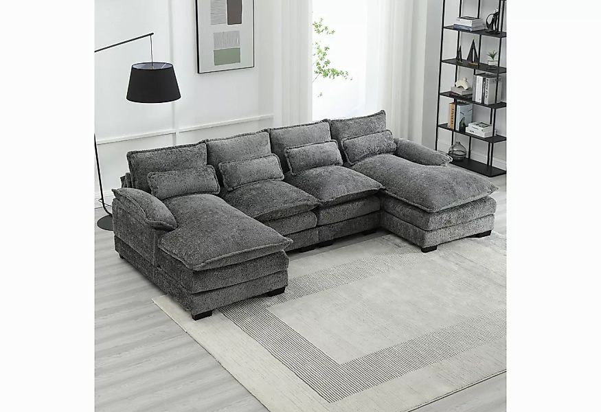 HAUSS SPOLE Ecksofa 4-Sitzer-Schlafsofa Big Sofa Sitzgruppe mit 4 Lendenkis günstig online kaufen