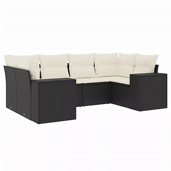 vidaXL 6-tlg Garten-Sofagarnitur mit Kissen Schwarz Poly Rattan Modell 122 günstig online kaufen