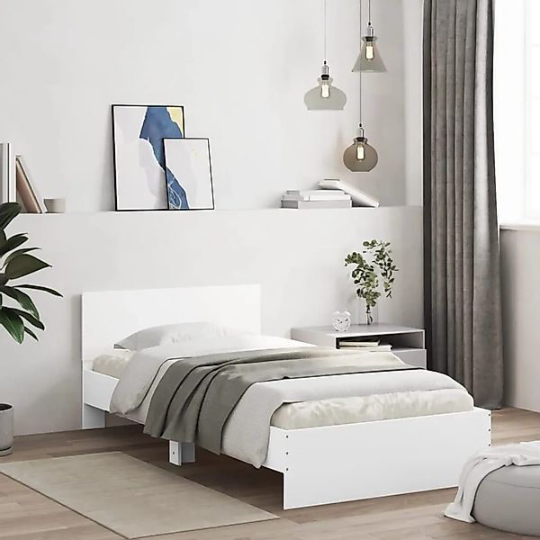 vidaXL Bettgestell mit Kopfteil und LED-Leuchten Weiß 100x200 cm 838799 günstig online kaufen