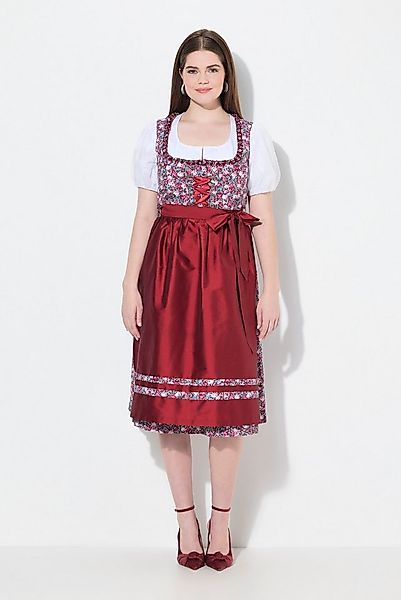 Ulla Popken Dirndl Midi-Dirndl Schnürung Carré-Ausschnitt ärmellos günstig online kaufen
