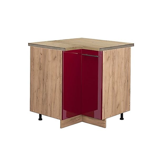 Vicco Eckunterschrank Fame-Line Bordeaux Hochglanz/Goldkraft Eiche 81 cm AP günstig online kaufen