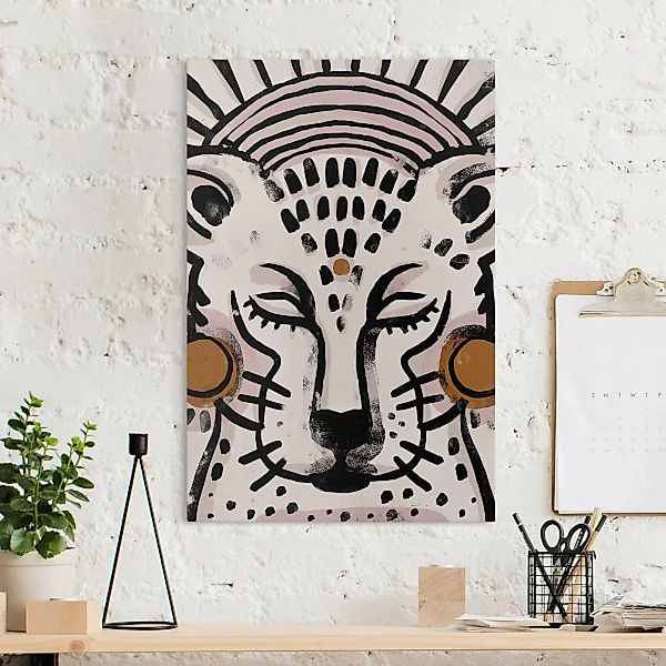 Leinwandbild Gepard mit Perlenohrringen Illustration günstig online kaufen
