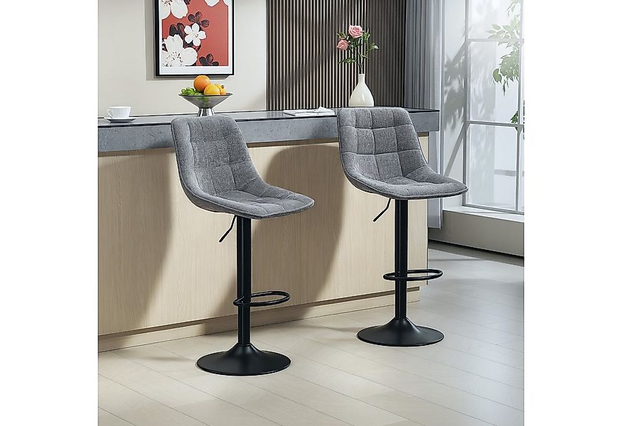 HOMCOM Barhocker mit Lehne, Stahlgestell, Chenille-Optik (Höhenverstellbare günstig online kaufen