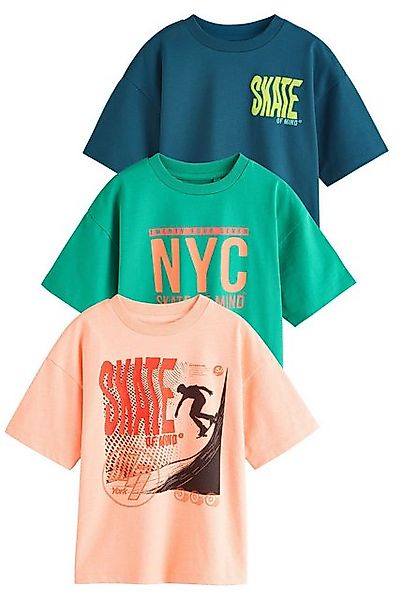Next Print-Shirt 3er-Pack Relaxed Fit Kurzarm-T-Shirts mit Grafik (3-tlg) günstig online kaufen