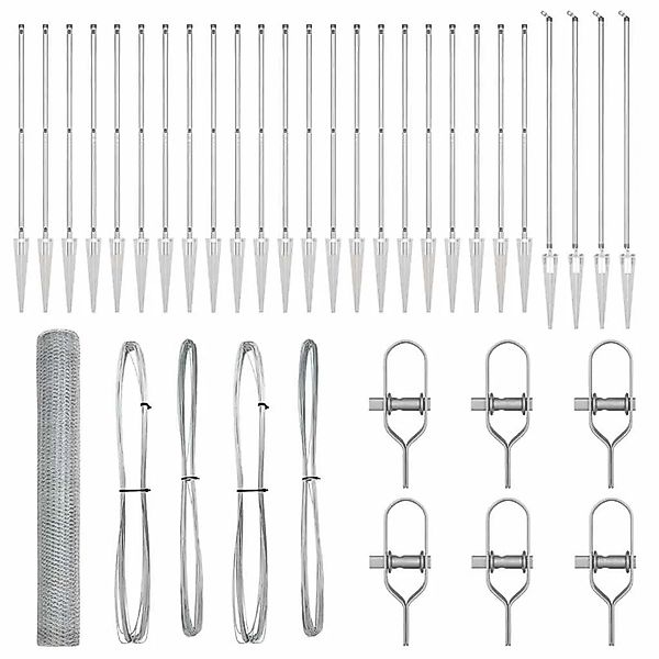 vidaXL Zaunpfosten Silber 50 x 1,2 m 13 mm Gitter Stahl 3353416 günstig online kaufen
