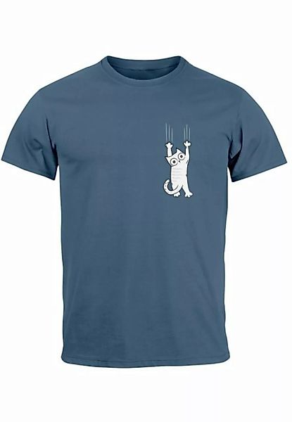 Neverless Print-Shirt Herren T-Shirt Aufdruck Katze Cat Logo lustig Kapuzen günstig online kaufen