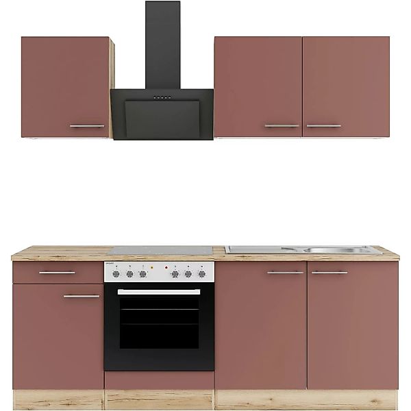 OPTIFIT Bari407 Küchenzeile 210 cm ohne E-Geräte Rostrot günstig online kaufen