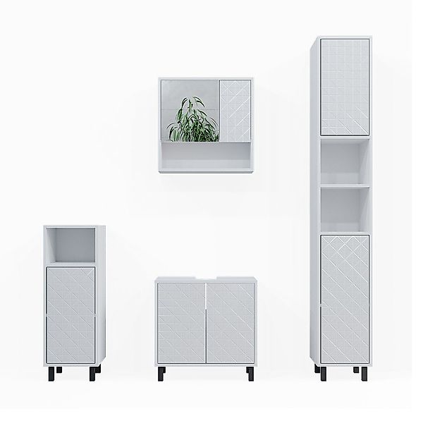Vicco Badmöbel-Set Agasta, Weiß Hochglanz, 4 günstig online kaufen