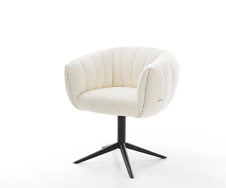 Drehstuhl Jada-Flex Bouclé Weiß Fußkreuz Schwarz 360° drehbar Wippfunktion günstig online kaufen