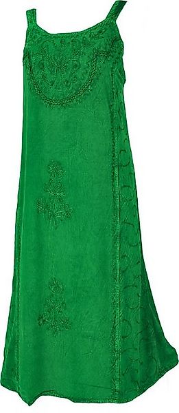 Guru-Shop Midikleid Besticktes indisches Sommerkleid Boho chic - grün alter günstig online kaufen
