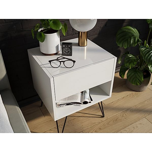 Posseik Nachttisch-Set Industrial B Stehend 40 cm Weiß 2-teilig günstig online kaufen