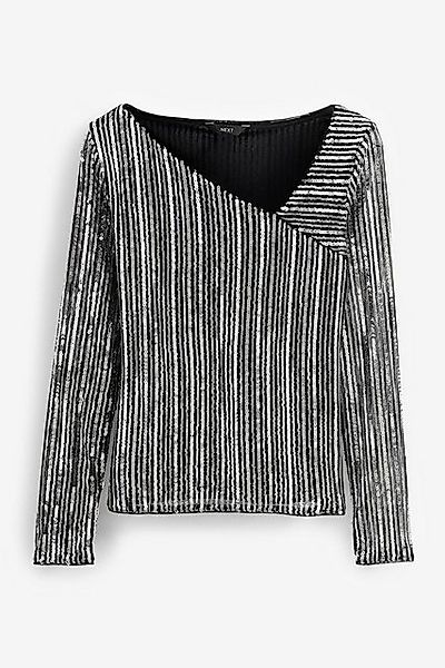 Next Paillettenshirt Asymmetrisches Langarmtop Pailletten, Kurzgröße günstig online kaufen