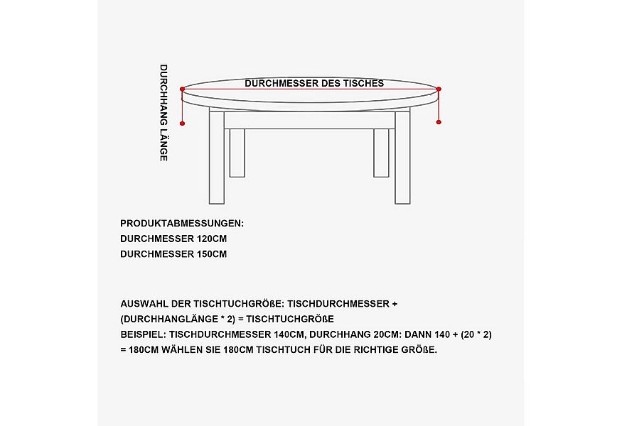 Refttenw Tischdecke 120cm/150cm Runde Weihnachtstischdecke für Weihnacht Pa günstig online kaufen