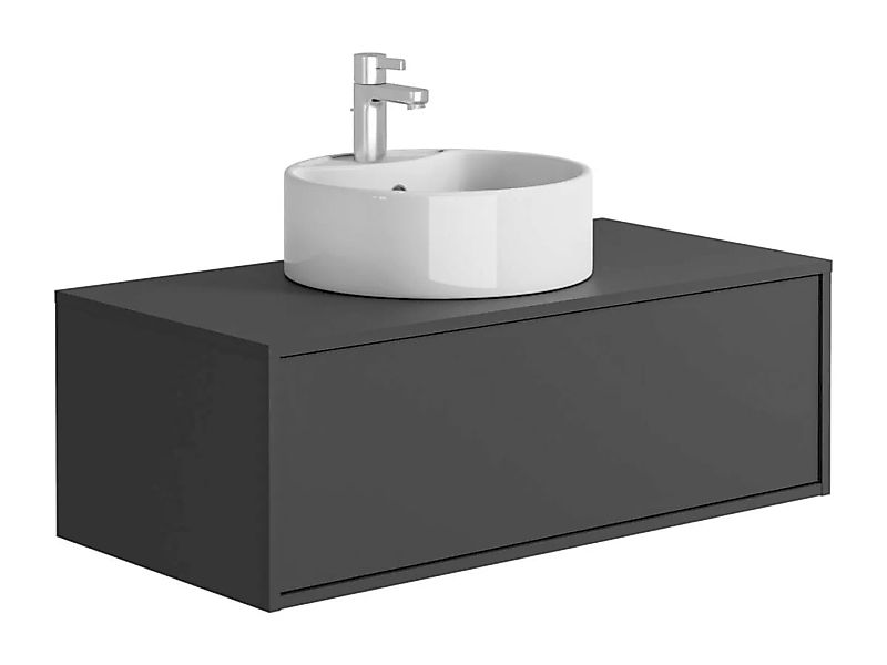 Waschbeckenunterschrank hängend mit rundem Einzelwaschbecken - Anthrazit - günstig online kaufen