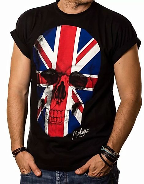 MAKAYA Print-Shirt Union Jack Flagge UK Fahne England Totenkopf Skull TShir günstig online kaufen